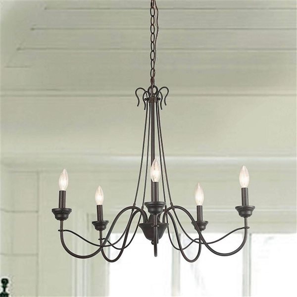 LNC Intoxicate 5-Light Bronze Traditional LED Chandelier