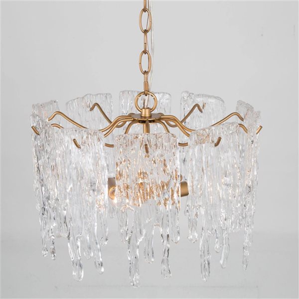 LNC 3-Light Gold and Crystal Modern Crystal Chandelier