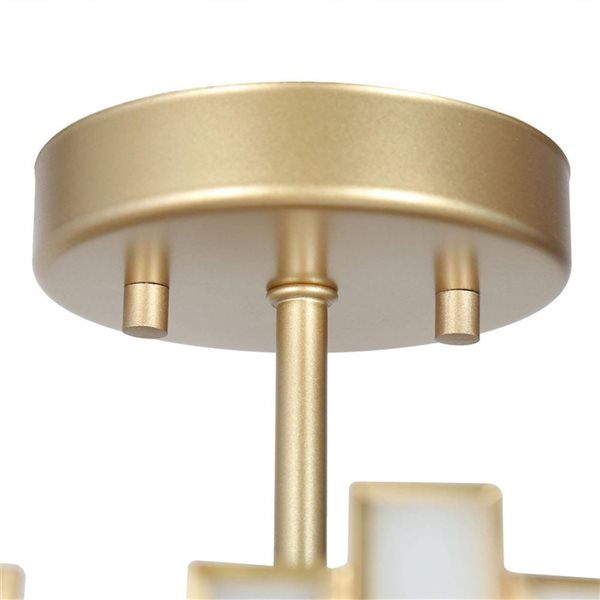 LNC Tiffany 12.6-in Matte Gold With Glass Contemporary LED Semi-flush Mount Light