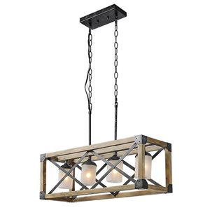 LNC Laius 4-Light 28-in Large Antique Black Distressed Wood Farmhouse Chandelier