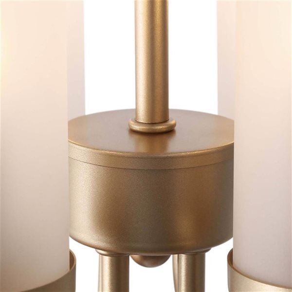 LNC 4-Light Gold and Frosted White Glass Drum Modern Chandelier