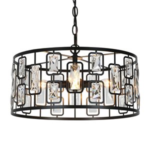 LNC 4-Light Matte Black Modern/Contemporary Crystal Chandelier