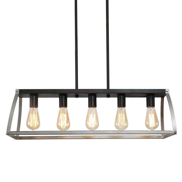 LNC 5-Light Black and Antique Greyish Modern Farmhouse Chandelier