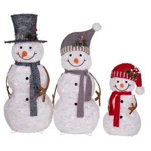 Northlight Lighted Snowman Family Clear Incandescent Lights 39.5-in, 16.75-in and 9-in Set of 3
