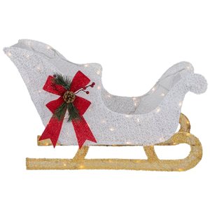 Northlight 30-in White Glittery Christmas Sleigh With Clear LED Lights