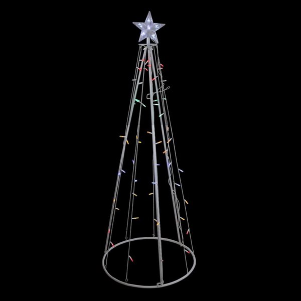 Northlight 5-ft Pre-Lit Cone-Shaped Christmas Tree With Multicolour LED ...