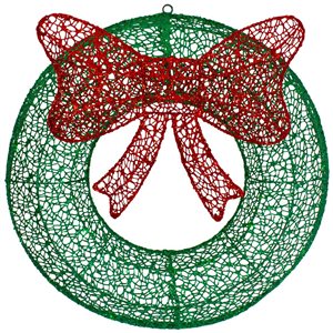 Northlight 24-in Hanging Glitter Christmas Wreath with Bow and Green LED