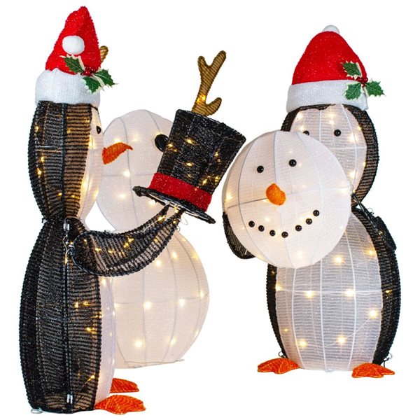 Northlight Set of 3 LED Lighted Penguins Building Snowman