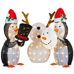 Northlight Set of 3 LED Lighted Penguins Building Snowman
