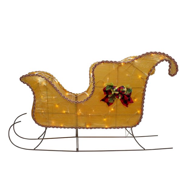 Northlight 36 In Lighted Gold Shiny Christmas Sleigh Outdoor Yard   332018078 MainImage 001 L 