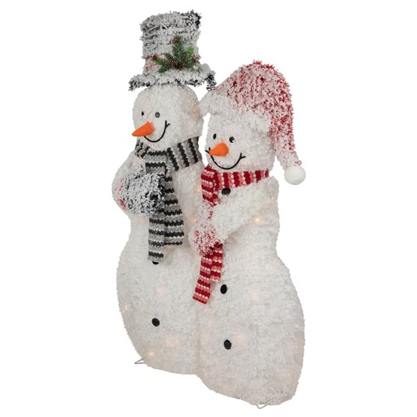 Northlight 39-in Lighted Snowy Tinsel Snowman Couple