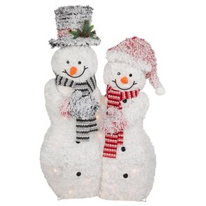 Northlight 39-in Lighted Snowy Tinsel Snowman Couple