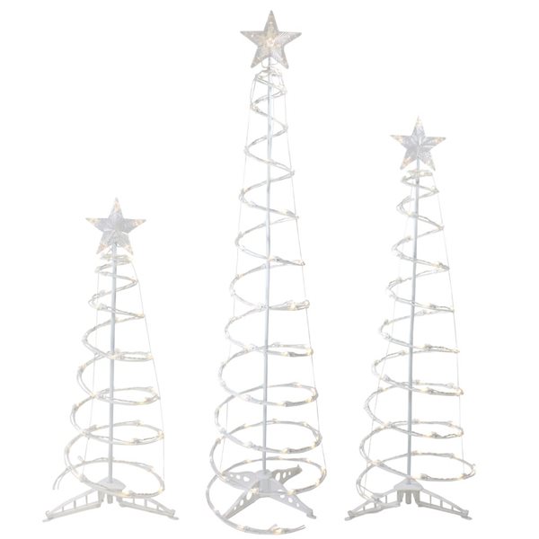 Northlight Set of 3 Outdoor Spiral Christmas Trees with Warm White LED ...