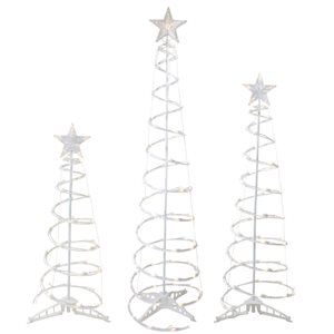 Northlight Set of 3 Outdoor Spiral Christmas Trees with Warm White LED Lights- 3-ft - 4-ft - 6-ft