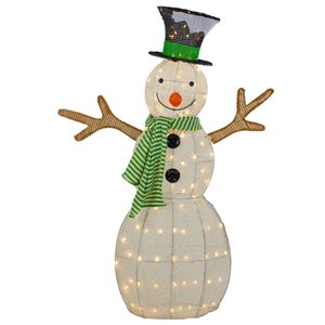 Northlight 43-in LED Lighted Snowman with Top Hat and Green Scarf