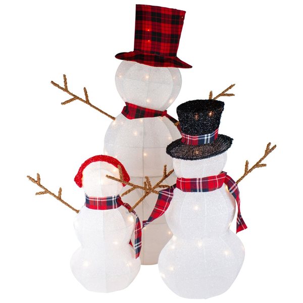 Twinkling LED Snowman Family - Set of 3