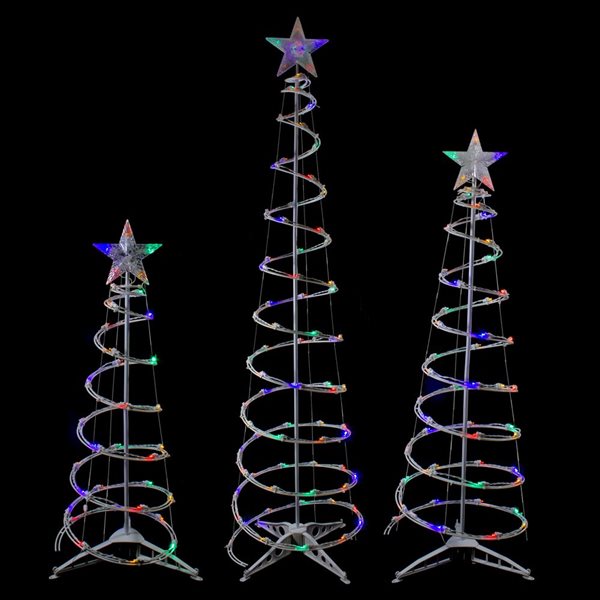 Northlight Set of 3 Outdoor Spiral Christmas Trees with Multicolour LED