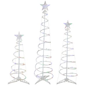 Northlight Set of 3 Outdoor Spiral Christmas Trees with Multicolour LED Lights- 3-ft - 4-ft - 6-ft