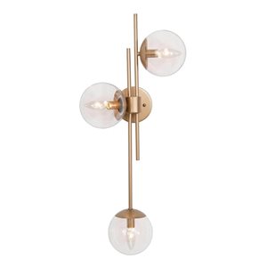 LNC 3-Light Gold Modern/Contemporary Wall Sconce 12-in W