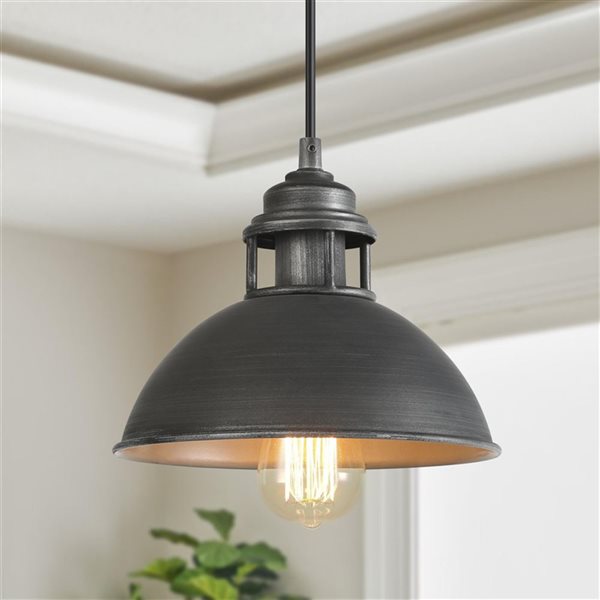 LNC Donnish Brushed Black Industrial Bowl LED Mini Kitchen Island Light