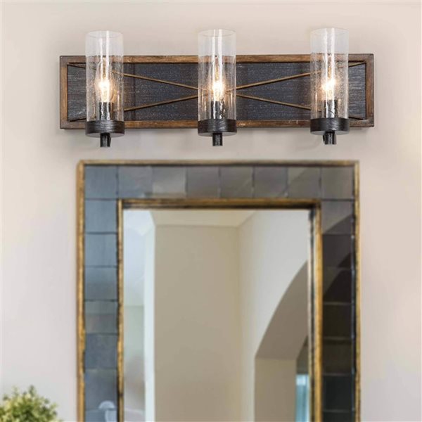 LNC Lapps 3-light Matte Black Farmhouse Vanity Light