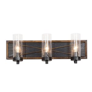 LNC Lapps 3-light Matte Black Farmhouse Vanity Light