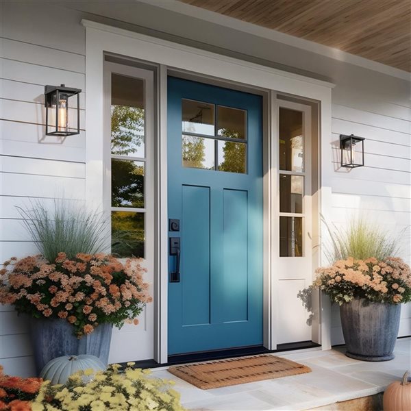 LNC Pict 2-pack 10.8-in H Sand Black Hardwired Medium Base (E-26) Outdoor Wall Light