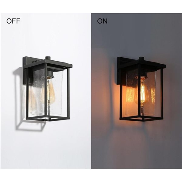 LNC Pict 2-pack 10.8-in H Sand Black Hardwired Medium Base (E-26) Outdoor Wall Light