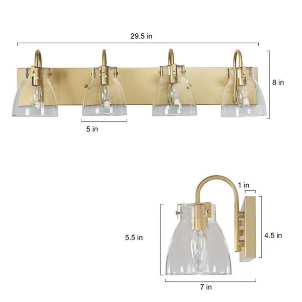 LNC Charm 4-light Matte Gold Modern/Contemporary Vanity Light