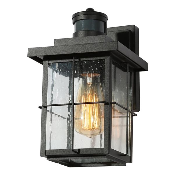 LNC Orlan 10.6-in H Sand Black Hardwired Medium Base (E-26) Outdoor Wall Light