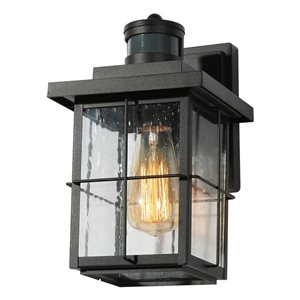 LNC Orlan 10.6-in H Sand Black Hardwired Medium Base (E-26) Outdoor Wall Light