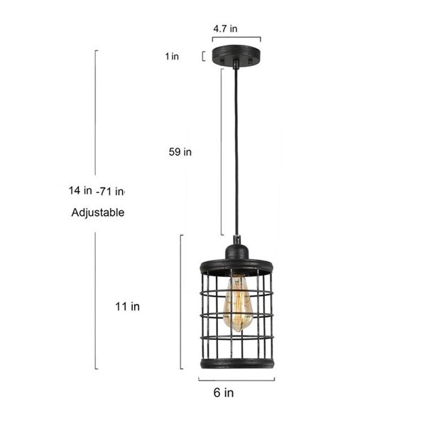 LNC Mocha Brushed Black Farmhouse Lantern LED Mini Kitchen Island Light