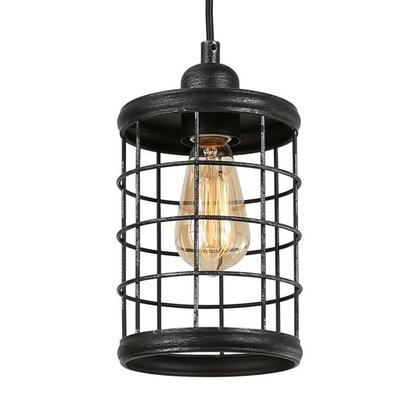 LNC Mocha Brushed Black Farmhouse Lantern LED Mini Kitchen Island Light