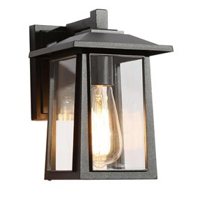 LNC Pict 2-pack 9.1-in H Sand Black Hardwired Medium Base (E-26) Outdoor Wall Light