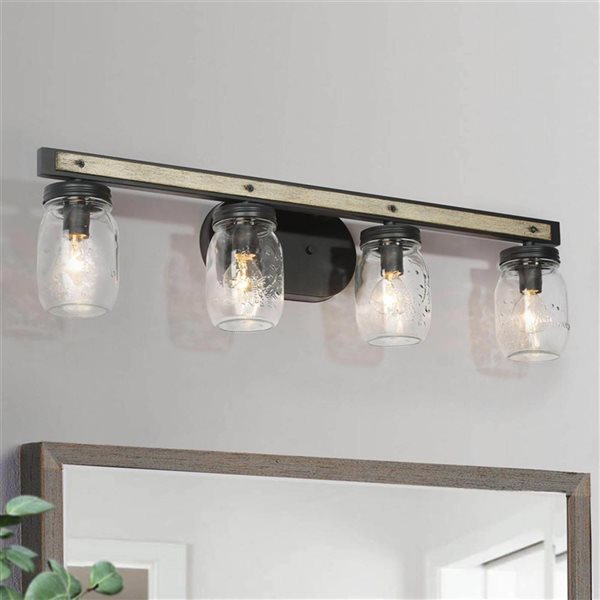 LNC Holmes 4-light Black Farmhouse Vanity Light