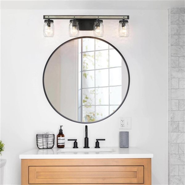 LNC Holmes 4-light Black Farmhouse Vanity Light