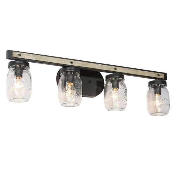 LNC Holmes 4-light Black Farmhouse Vanity Light