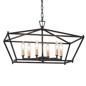 LNC Ellan 6-Light Black And Gold Modern/Contemporary Chandelier