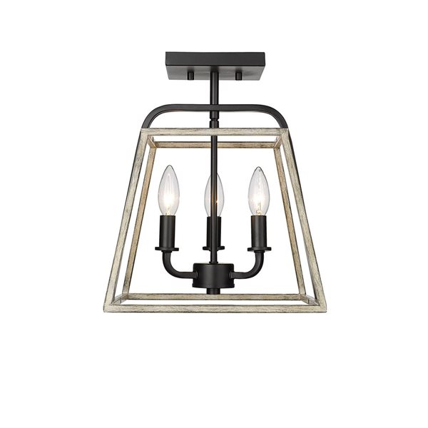 Millennium Lighting Bonnie 3 Light Ceiling Mount Semi-Flush Black Grey