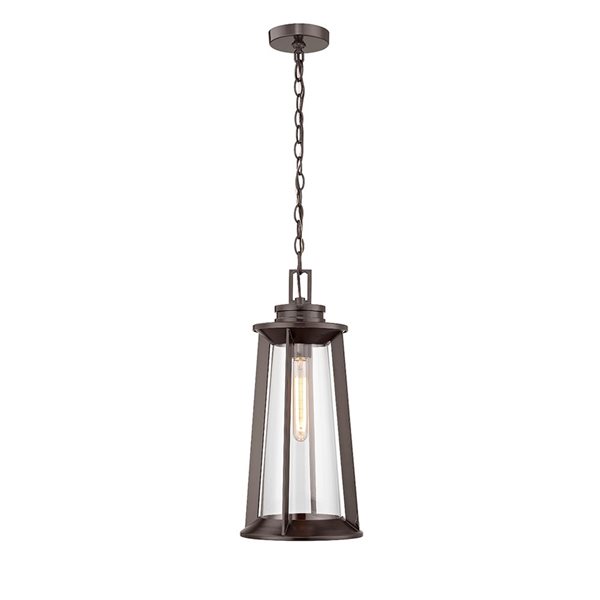 Millennium Lighting Bolling Powder Coat Bronze Transitional Clear Glass Lantern Standard Medium Pendant Light