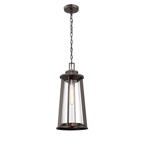 Millennium Lighting Bolling Powder Coat Bronze Transitional Clear Glass Lantern Standard Medium Pendant Light