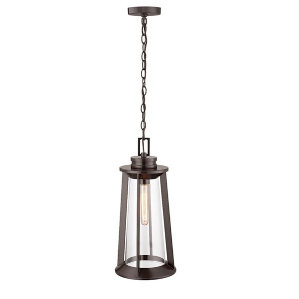 Millennium Lighting Bolling Powder Coat Bronze Transitional Clear Glass Lantern Standard Medium Pendant Light