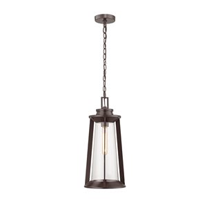 Millennium Lighting Bolling Powder Coat Bronze Transitional Clear Glass Lantern Standard Medium Pendant Light