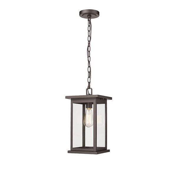 Millennium Lighting Bowton Powder Coat Bronze Clear Glass Lantern Medium Pendant Light