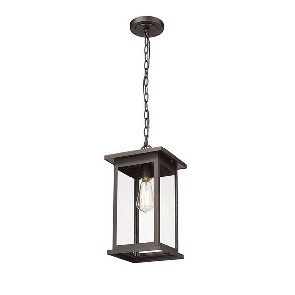 Millennium Lighting Bowton Powder Coat Bronze Clear Glass Lantern Medium Pendant Light