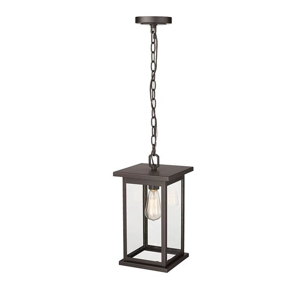 Millennium Lighting Bowton Powder Coat Bronze Clear Glass Lantern Medium Pendant Light