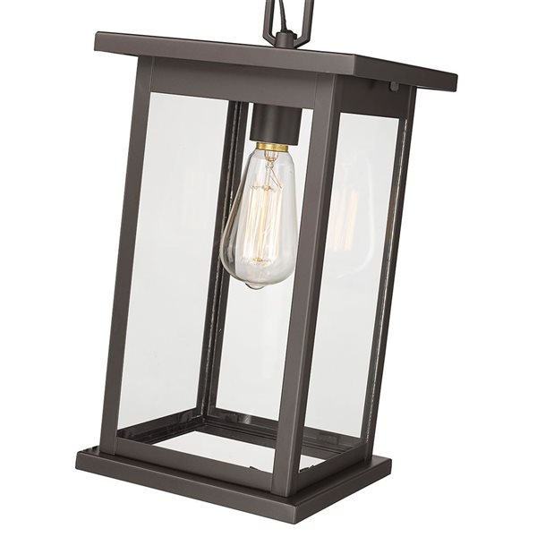 Millennium Lighting Bowton Powder Coat Bronze Clear Glass Lantern Medium Pendant Light