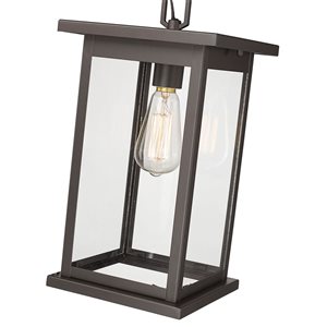 Millennium Lighting Bowton Powder Coat Bronze Clear Glass Lantern Medium Pendant Light