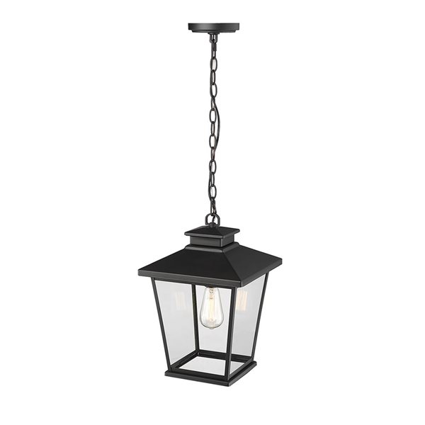 Millennium Lighting Bellman Powder Coat Black Clear Glass Standard Medium Pendant Light