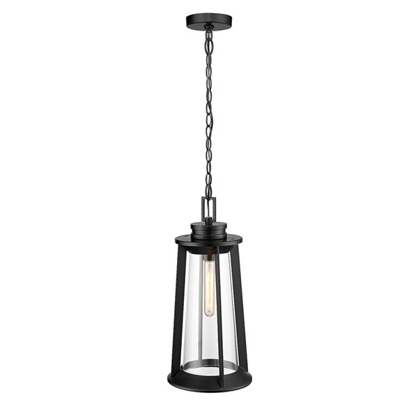 Millennium Lighting Bolling Powder Coat Black Clear Glass Lantern Medium Pendant Light